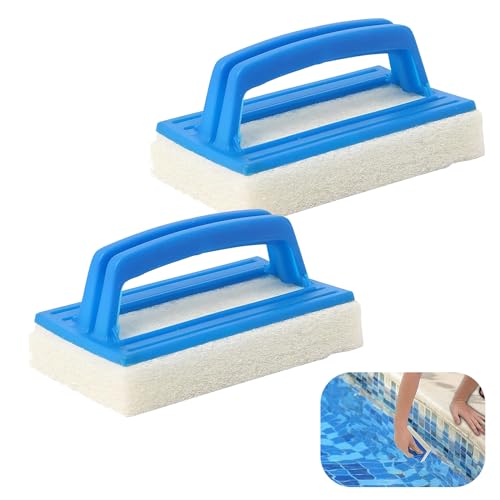 Vueinrg 2 Stück Pool Schwamm Bürste Poolbürste Poolreinigung Handschrubber Schwimmbad Bürste mit Griff Schwimmbadbürste Handbürste Pool Reinigungsbürste Teich Bürste Poolflecken und Moos Entfernen