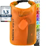 Nordlight Dry Bag 5L Wasserdichter Beutel - (Orange) Wasserdichter Packsack Mit Roll Top Verschluss Und Schultergurt | Schwimmen, Baden, Strand, Kanu, Stand Up Paddling, Tauchen