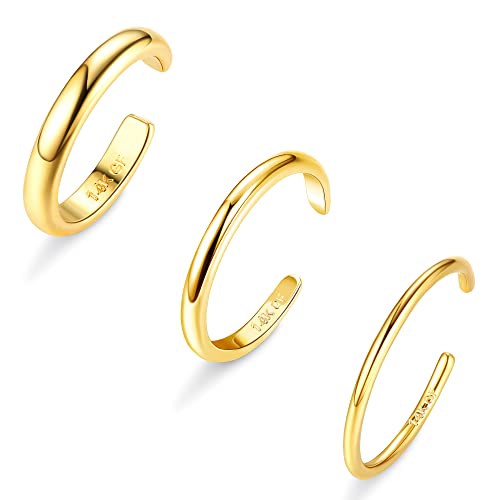 Chriscoco 3 Stück 14K Gold Gefüllte Zehenring für Damen Mädchen Silber/Gold Verstellbar Offene Zehenringe Sommer Strand Fußschmuck