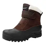 riemot Winterschuhe Damen Wasserdicht Winterstiefel Gefüttert Warme Schneestiefel Slip-on Thermostiefel Rutschfest Klettverschluss Winter Stiefel Braun Damen EU 41