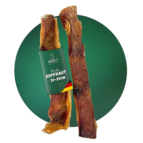 BREERs getrocknete Rinderkopfhaut für Hunde 25cm, 500g Belohnung-Snack getreidefrei, Deutsche Herstellung, Leckerli Hundekauartikel Kauartikel große Hunde