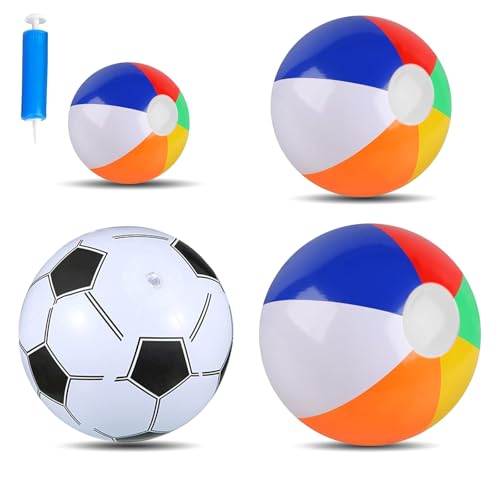 4 Stück Wasserball Aufblasbar 16cm, 30cm, 35cm, 36cm Aufblasbare Strandbälle wasserbälle Schwimmbad Spielzeug Wasserball für Beach Balls Pool Party Wasserspielzeug