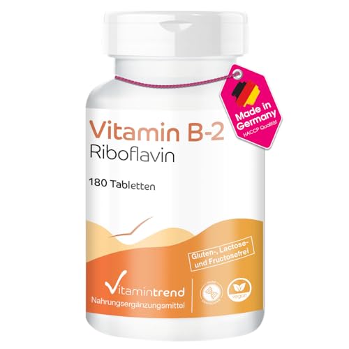 Vitamin B2 Riboflavin 100mg - 180 Tabletten ! 6-MONATS-VORRAT ! vegan | Vitamintrend®