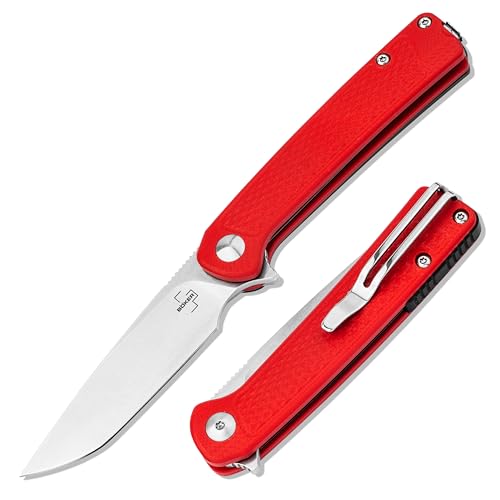 BÖKER PLUS® Fire Ant Red - Profi Flipper Klappmesser mit Detent Ball - leichtes Profi Taschenmesser 42a konform - EDC Messer mit Pinzette & Clip - Droppoint Faltmesser