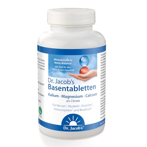 Dr. Jacob’s Basentabletten, 250 Tabletten I wenig Natrium, reich an Kalium I für Muskeln, Blutdruck¹ und Knochen² I Mineralstoffe Kalium, Calcium, Magnesium, Vitamine C und D I 31 Portionen