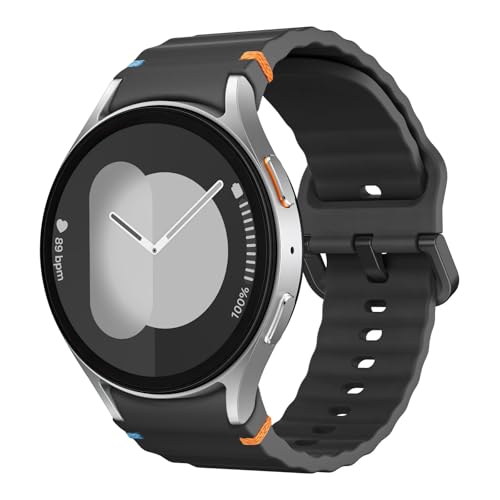 MoKo Sport Armband Kompatibel mit Samsung Galaxy Watch 7 FE 6 5 4 Armband 40mm 44mm/Watch 6 4 Classic Armband 43mm 47mm 42mm 46mm/5 Pro 45mm, Keine Lücke Silikon Band für Damen Herren, Schwarz