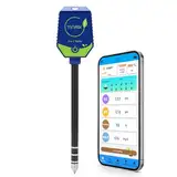 Intelligentes Bodentest Kit, 8 in 1 pH/Feuchtigkeit/EC/Fruchtbarkeit/Salz/Sonnenlichtintensität/Luftfeuchtigkeit/Temp, pH Meter Hygrometer für Gewächsh,pH Leitfähigkeitsmessgerät für Hydrokultur