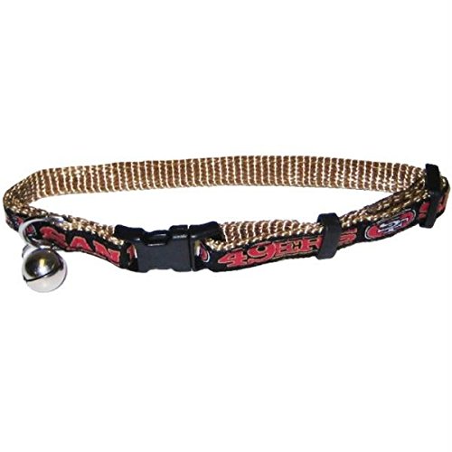 Pets First Halsband für Katzen – NFL San Francisco 49ers Katzenhalsband - Starkes und verstellbares Fußball-Katzenhalsband mit Metallglöckchen