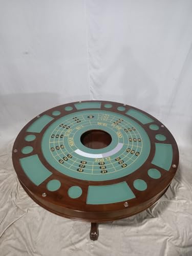 Kunibert Pokerroulettspieltisch Poker/Roulette/Esstisch Alles in einem Tisch, 3 in 1 Tisch Massivholz rund Breite120cm Farbe : Nussbaum Mir grünem Saum,