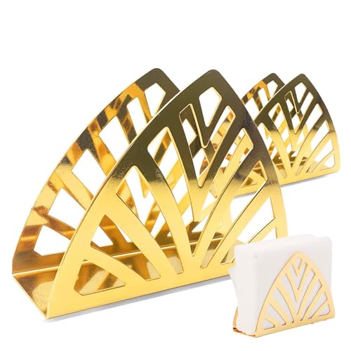 2 Stücke Einfachheit Rostfreier Stahl Dreieck, Serviettenhalter, Taschentuchspender, Freistehender Serviettenhalter, Dreieckiger Serviettenhalter aus Edelstahl, für Küchenarbeitsplatten, Gold