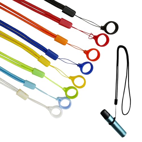 Schlüsselband Lanyard, 8 Halsketten Lanyard mit 8 Stück Vape Band Ring Anti Lost Ringhalter aus Silikon,13 mm/0,5 Zoll