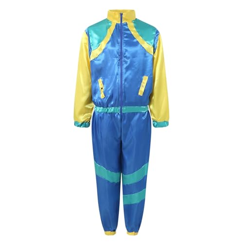 Btruely 80er 90er Jahre Outfit Herren Damen 80er Trainingsanzug Jacke Hose Anzug für Fasching, 80er Jahre Kostüm Herren Damen Retro Jogginganzug, 80 90 Jahre Outfit Erwachsene