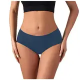 Unterhosen Damen Baumwolle Unterwäsche Slip Reiner Baumwolle im Schritt, mit niedriger Taille, blendender Unterseite und sexy, einfarbiger, Nahtloser Dreieckshose Unterwäsche Damen (Blue, XXL)