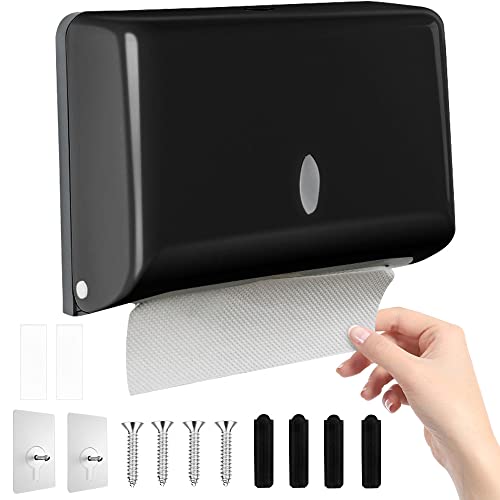 THATSRAD Papierhandtuchspender Tischspender Ohne Bohren Papierhandtuchhalter Schwarz Papierhandtücher Spender Falthandtuchspender Tisch WC Papierspender für ca. 200 Blatt C/ZZ-Falz Papierhandtücher
