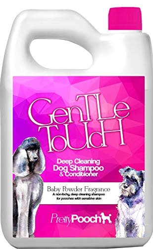 Pretty Pooch® Gentle Touch Shampoo und Conditioner für Hunde, ein nicht juckendes, professionelles Tiefenreinigungsshampoo für Hunde mit empfindlicher Haut (2 l, Babypuderduft)