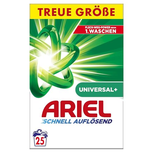 Ariel Pulverwaschmittel, Universal+ Waschmittel 1.5 kg, 25 Waschladungen Ausgezeichnete Fleckenentfernung