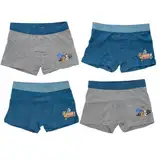 eplusm Jungen 4er Pack Boxershorts Unterhosen mit unterschiedlichen Motiven Underwears Kinder Baumwolle Unterhose (DE/NL/SE/PL, Numerisch, 122, 128, Regular, Grau)