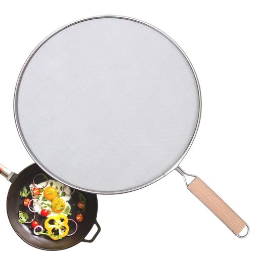 Spritzschutz für Bratpfanne, Fettspritzer, Bratpfannen-Abdeckung, Metall-Fettspritzschutz, feinmaschiger Edelstahlschutz für Heißölspritzer (Größen 33 cm, 29,2 cm, 25,4 cm, 20,3 cm)