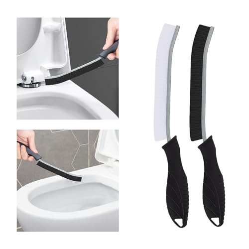 TQRR Reinigungsbürste - Fugenreinigungsbürste, Toilettenbürste, Hartborsten Eckenreinigungsbürste, Reinigungswerkzeuge Für Haushalt, Badezimmer, Küche, Waschbecken, Fugenmörtel (2, Schwarz)