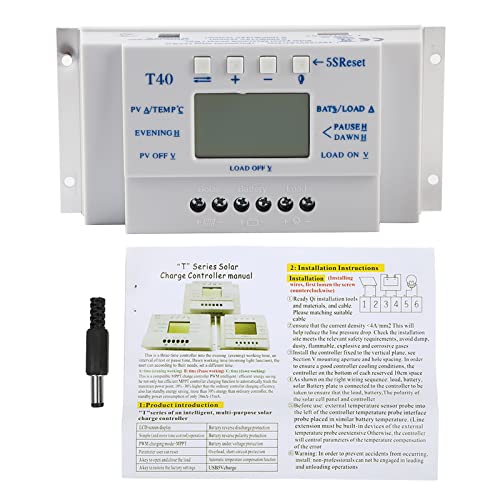 40A MPPT Solar Laders Controller, LCD -Display -PWM -Regler mit 12 mm² großen Kabeln, -30 ° C ~ 70 ℃ Temperaturbereich für Straßenlicht- und Industriestromsysteme