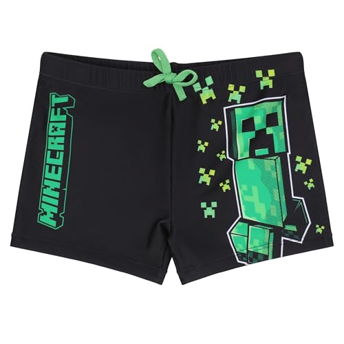 Minecraft Badeshort Badehose Schwimmhose Jungen Creeper (DE/NL/SE/PL, Numerisch, 128, Regular, Creeper)