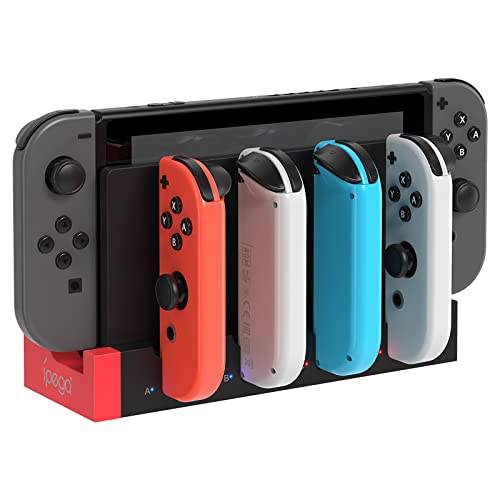 FYOUNG Controller Ladestation für Joy Con kompatibel mit Nintendo Switch & Switch OLED, Switch Ladestation Zubehör für JoyCons mit LED-Anzeige - Schwarz