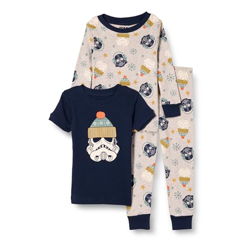 Amazon Essentials Disney | Marvel | Star Wars Unisex Kinder Eng anliegender Baumwoll-Schlafanzug, Star Wars Winter - Kids, 6-7 Jahre