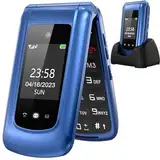 uleway Seniorenhandy Klapphandy ohne Vertrag,GSM Großtasten Mobiltelefon SOS Notruffunktion,Taschenlampe,FM Radio,2.4 Zoll Dual Display Handy für Senioren (Blau)(mit Ladestation), o2