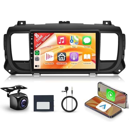 8 Kerne 6+128G Wireless Carplay Android Autoradio für Citroen Jumpy 3/Peugeot Expert/Toyota Proace 2016-2021 9 Zoll Touchscreen Radio mit Android Auto Mirror Link Bluetooth FM/RDS/EQ/DSP WiFi GPS Navi