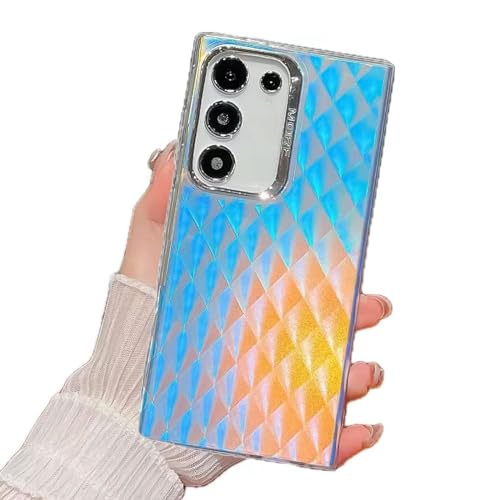 Rnrieyta Miagon Bunt Laserhülle für Samsung Galaxy S23 FE,Regenbogen Laser Handyhülle Schillernde Bling Glitzer Holografisch Hart PC Mattiert Hülle Ästhetik Schutzhülle