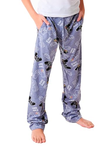 MOR Jungen Schlafanzughose Lang Pyjamahose Kinder (Grau, 152)