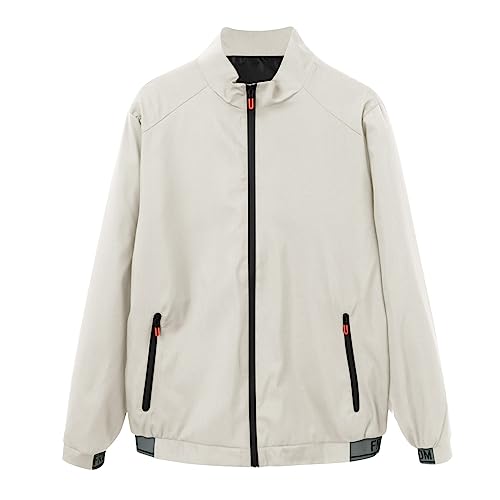 SRZYMJ Windjacke Herren Leicht Trenchcoat Herren Grau Sommer Jacket Herren Leicht Sweatjacke Herren Regenjacke Wasserdicht Trenchcoat Herren Grau Khaki Fleece-Weste Mit Kapuze Herren 3XL
