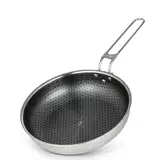 Campo Libre. ENZO® Edelstahl-Bratpfanne 24 cm | HexaGuard™ Antihaft-Wabenbeschichtung | Camping-Bratpfanne | Non-Stick Pan | Beschichtete Pfanne | Für Induktion und alle Herdarten | Kratzfest