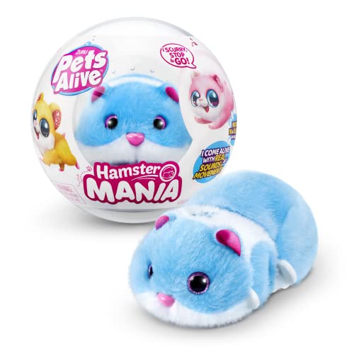 Pets Alive Hamster Mania von ZURU, Blue Hamster, Pet Nurture, Kuscheltier, Real Alive, 20+ Sounds Interaktiv, Elektronisches Haustier, (Blau)