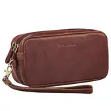 STILORD 'Tiber' Moderne Handgelenktasche Herren Leder mit Doppelkammer Männer Handtasche Clutch 6,5 Zoll Smartphone optimal für Reisen Festival Herrenhandtasche Echtleder, Farbe:kara - cognac