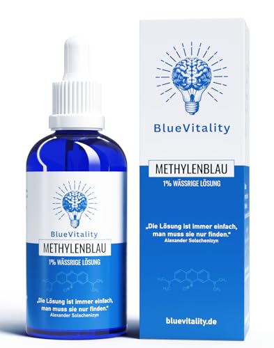 BlueVitality | 100ml Premium Methylenblau 1% Lösung | Pharmazeutische Qualität | 100% reinst USP | Unabhängig laborgeprüft & zertifiziert | Vegan | Inkl. Pipette | Qualität aus Deutschland