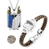 YouU 22 Stück Anime-Halskette Attack On Titan Cosplay Armband Anime-Aufkleber-Geschenke für Anime-Fans und Männer und Frauen
