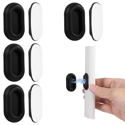 Giantree 4 Stück Magnetische Fernbedienungshalter, Fernbedienung Halterung Wand, Wandhalterung Fernbedienung Halterung Ohne Bohrlöcher Aufbewahrungsbehälter für Zuhause Büro Schule(Schwarz)