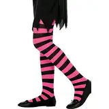 Amakando Strumpfhose gestreift Kinderstrumpfhose pink-schwarz Feinstrumpfhose bunt Tights Geringelt Kinderkostüm Accessoire Kinder Leggings Streifenlook