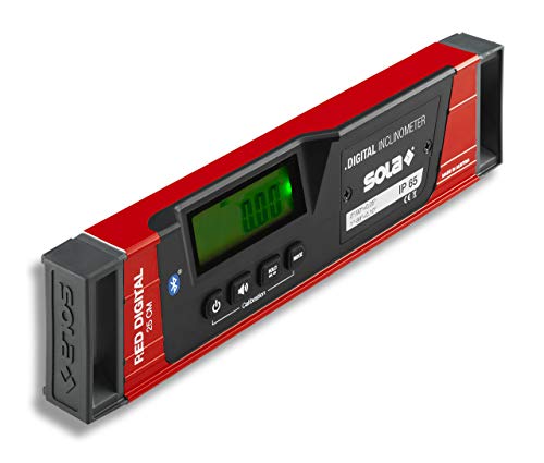 SOLA - RED 25 digital - digitale Wasserwaage 25 cm mit Bluetooth - Wasserwaage digital mit LCD - Fernsteuerung über Smartphone und App - Neigungsmesser digital - IP65