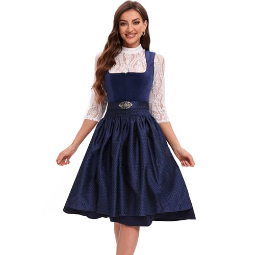 Goxozzy Dirndl Damen, Dirndl Für Damen, Oktoberfest-Tracht, Vintage-Eleganz (DE/NL/SE/PL, Numerisch, 38, Regular, Regular, Blau)