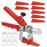 95Street Nivelliersystem Fliesen Starter Set,Fliesenverlegehilfe Set Verlegehilfe für Fliesen, Zuglaschen Fliesenverlegung Satz für Fliesenhöhe 3-12 mm (100 Laschen, 100 Keile, Zange, 3,0mm)