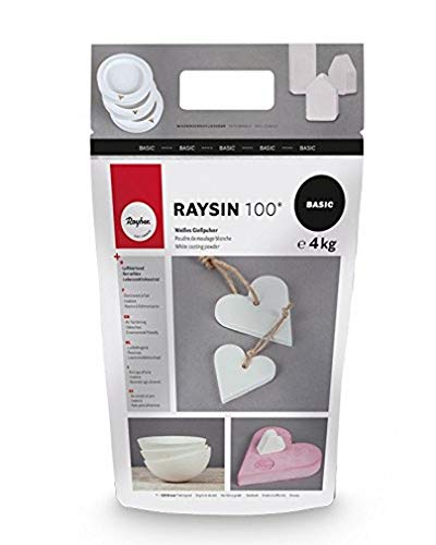 Rayher 34409102 Raysin 100 Gießpulver, 4kg, Gießmasse weiß, Reliefgießpulver, lufthärtend und geruchslos