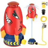 Wasserrakete Sprinkler, GuKKK Rocket Wassersprinkler Kinder Outdoor, Sprinklerspielzeug Sommer Raketen Wassersprühspielspielzeug, Wasserspielzeug Garten, Rasensprenger Kinder, mit 3 M Schlauch