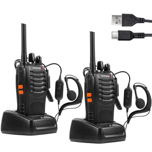Walkie Talkie 16 KanäLe CTCSS/DCS FM, 1500 MAh Batterie, Max. GespräChsreichweite 5 Km, ProfifunkgeräT Mit Freisprecheinrichtung Type-C