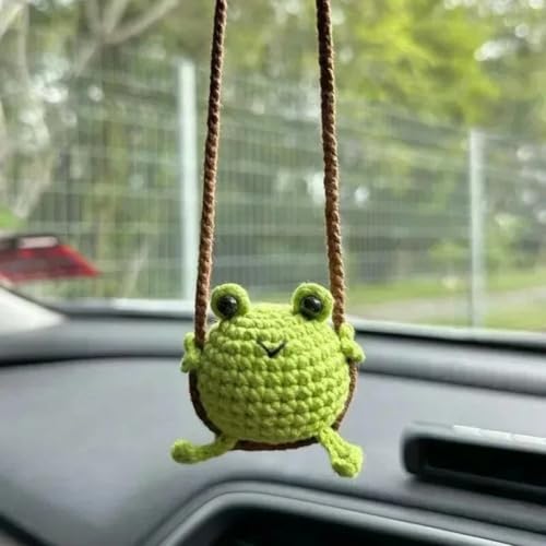 Auto-Anhänger für Rückspiegel, gehäkelt, für Autozubehör, kleine Frösche