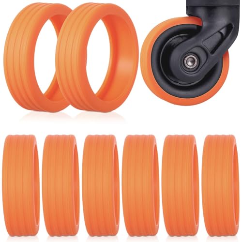 Kotkiddy® 8 Stück Gepäck-Rollenschutz, Silikon-Radabdeckung Koffer-Rollen Rollenschutz reduziert wasserdichte Schutzhülle Koffer für Reisen, Gepäck Koffer (Orange)