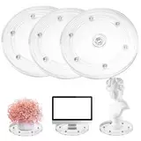 3 Stück Drehscheibe Drehbarer Universal 15 cm Drehteller transparent 360 Grad Drehplattform Drehplatte Mehrzweck Drehbar Plattform Turntable für Laptops Monitor TV Lautsprecher Handwerk Pflanzen Küche