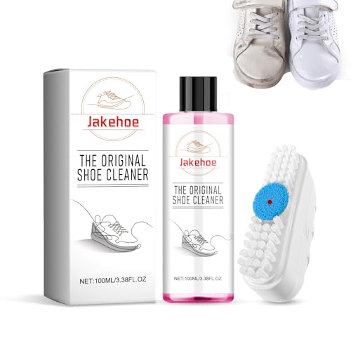 Hzutloer (100ml/3.38 OZ) Schuhreiniger,Schuhreinigungsset mit Schuhbürste,Weißer Schuhreiniger entfernt Schmutz & Flecken,Sneaker-Reinigungsset für weiße Lederstiefel Tennis Canvas PU Schuhe