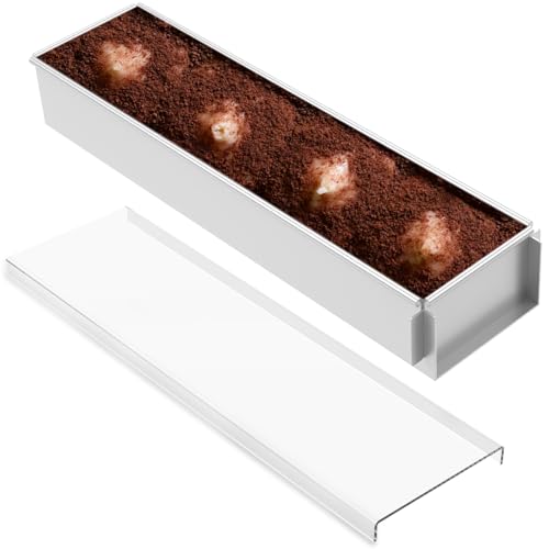 Backrahmen Rechteckig Verstellbar mit Antihaftbeschichtung 41.7×10×6cm Backform Rechteckig Aluminiumlegierung Leicht zu Reinigen Tiramisu Form Geeignet für Tiramisu Brownie Broten (Aktivität+Deckel)